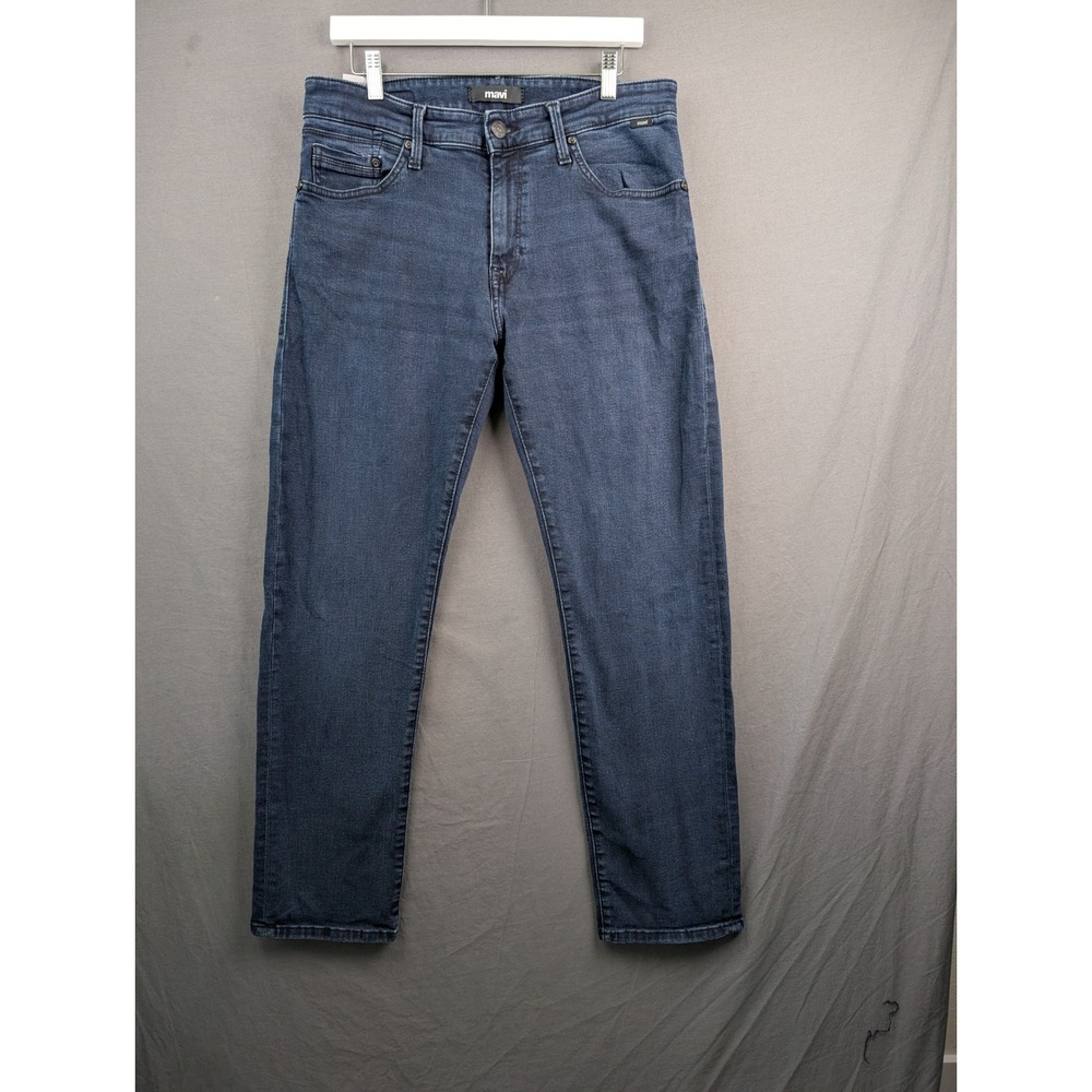 Mavi Mens Dark Wash Slim Straight Leg Jeans 34/32 Blue Denim Stretch